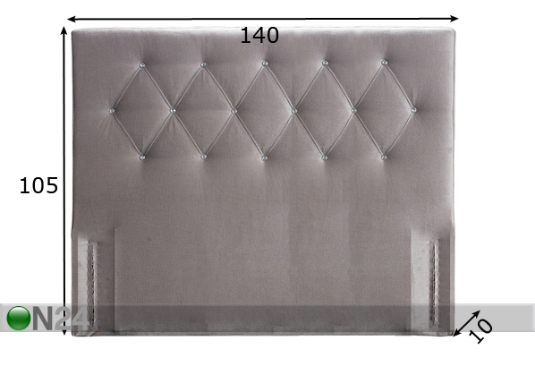 Изголовье кровати Harlekin со стеклянными пуговицами 140x105x10 cm размеры