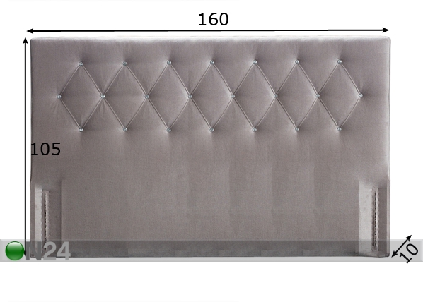 Изголовье кровати Harlekin со стеклянными пуговицами 160x105x10 cm размеры