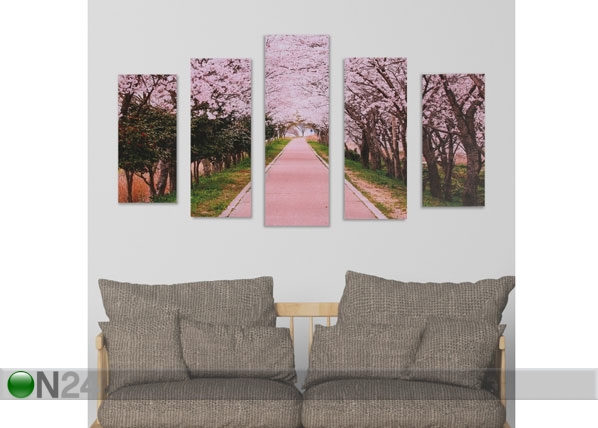 Картина из 5-частей Cherry Blossom Path 160x60 cm