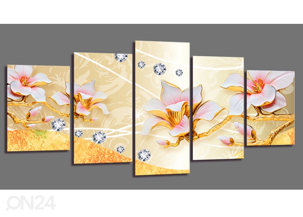 Картина из 5-частей Flowers 200x100 cm