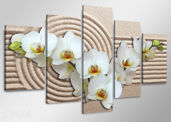 Картина из 5-частей Белая орхидея на песке