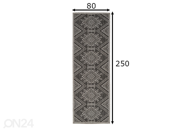 Ковер Balcone 80x250 cm, светло-серый размеры
