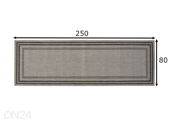 Ковер Balcone 80x250 cm, серый размеры