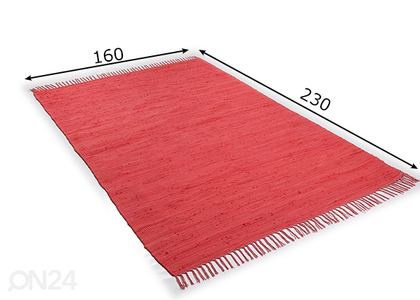 Ковер Happy Cotton UNI 160x230 cm, красный размеры