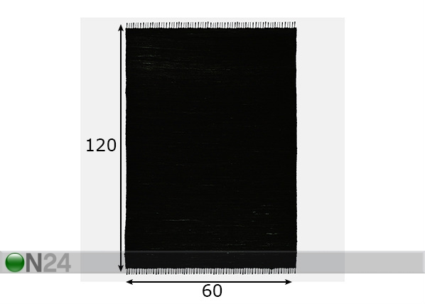 Ковер Happy Cotton Uni 60x120 см, черный размеры