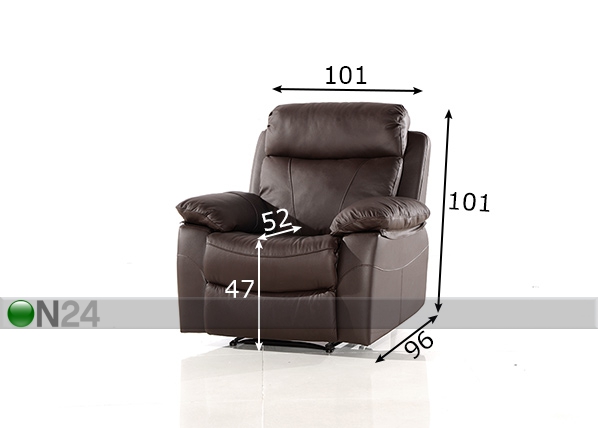 Кожаное кресло с механизмом подножки Equador размеры
