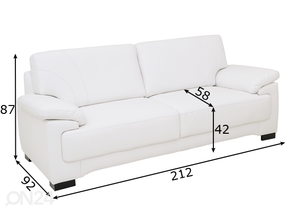 Кожаный 2,5-местный диван Adria размеры