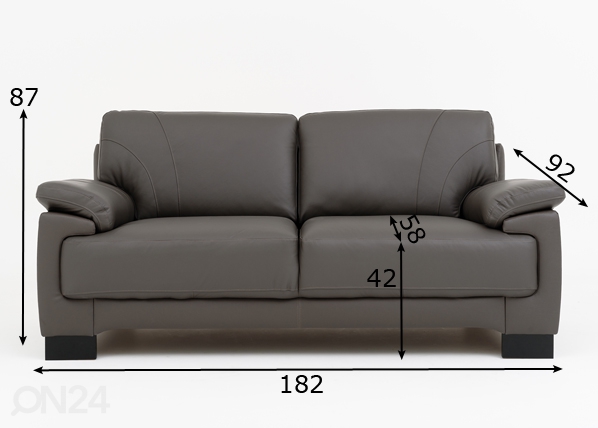 Кожаный 2-местный диван Adria размеры