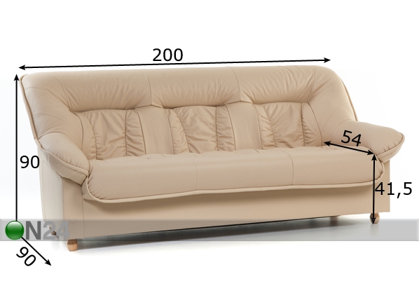 Кожаный 3-местный диван Spencer размеры