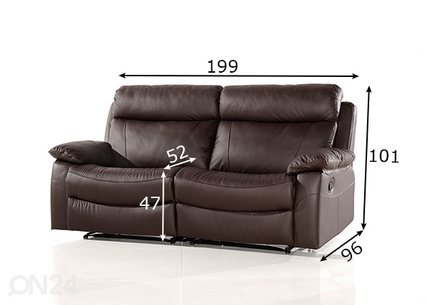 Кожаный 3-местный диван с механизмом подножки Equador размеры