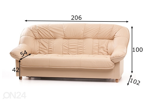 Кожаный диван-кровать Aleksandra размеры