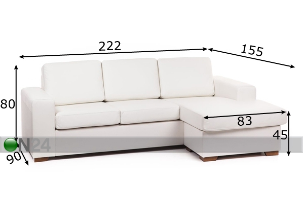 Кожаный угловой диван Chicago размеры