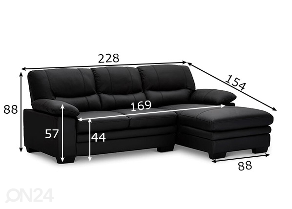 Кожаный угловой диван Moby размеры