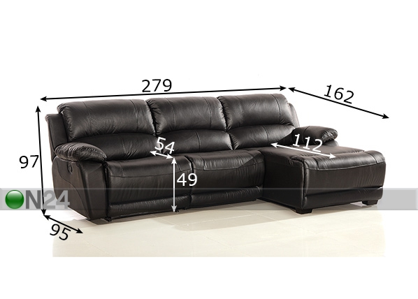 Кожаный угловой диван с механизмом подножки Chile размеры