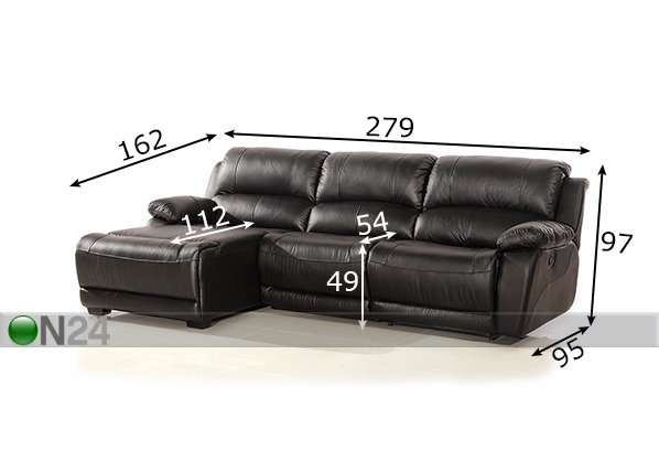 Кожаный угловой диван с механизмом подножки Chile размеры