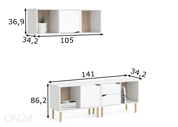 Комод + шкаф настенный Linate размеры