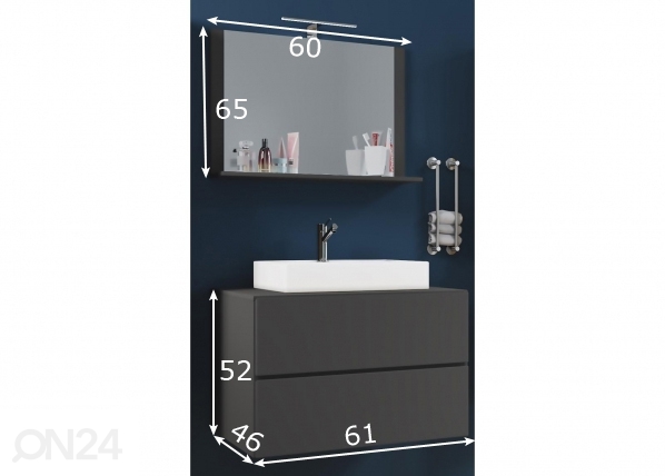 Комплект в ванную комнату Lendas M 60 cm размеры