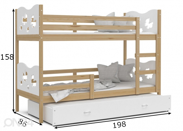 Комплект двухъярусной кровати 80x190 cm, сонома/белый размеры