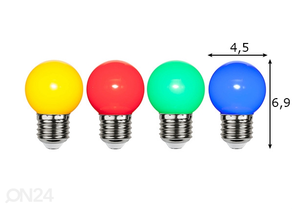 Комплект декоративных светодиодных лампочек E27, 1Вт для улицы размеры