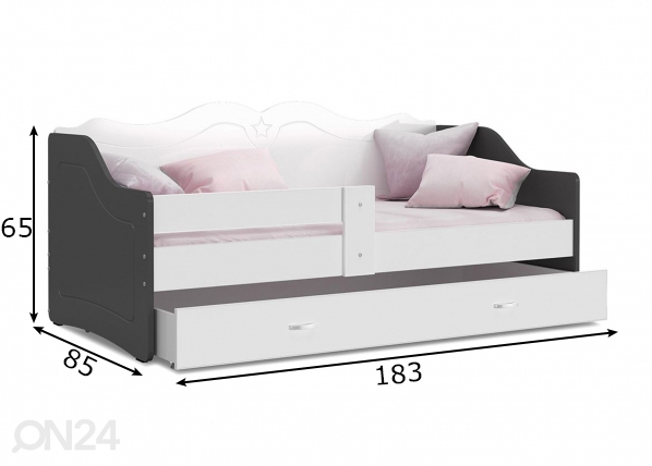 Комплект детской кровати 80x180 cm, белый/серый размеры