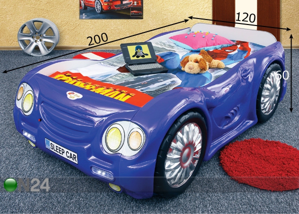 Комплект детской кровати Car 90x180 cm размеры