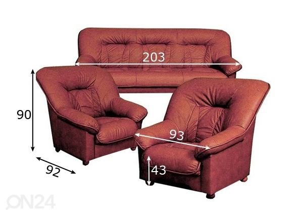 Комплект диванов 3+1+1 размеры