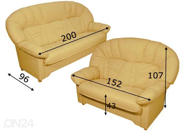 Комплект диванов 3+2 размеры