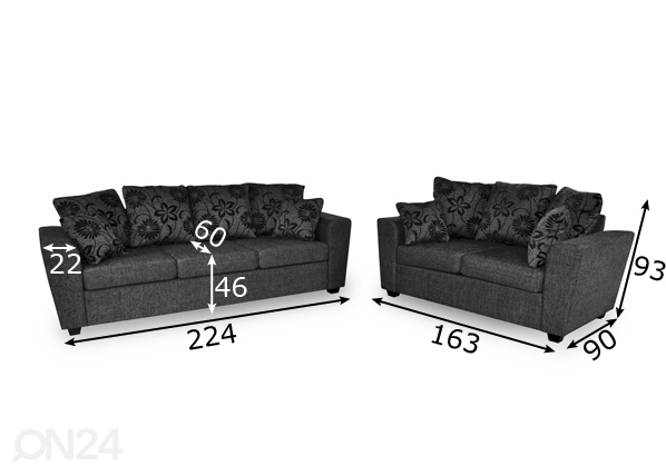 Комплект диванов Grant 3+2 размеры