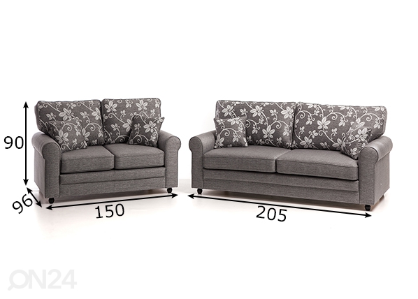 Комплект диванов Greta 3+2 размеры