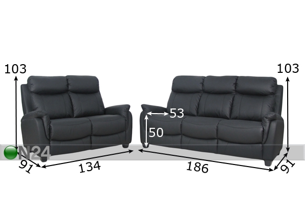 Комплект диванов Isabell 2+3 размеры