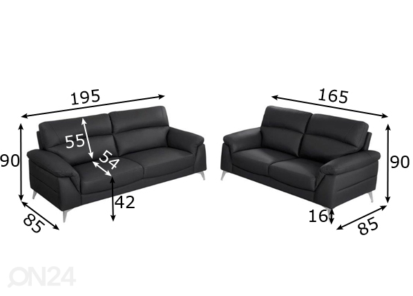 Комплект диванов Manhattan 2+3 размеры