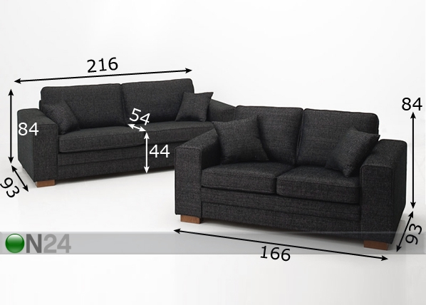 Комплект диванов Oona 3+2 размеры
