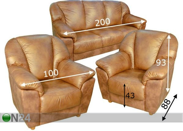 Комплект диванов Romantika 3+1+1 размеры