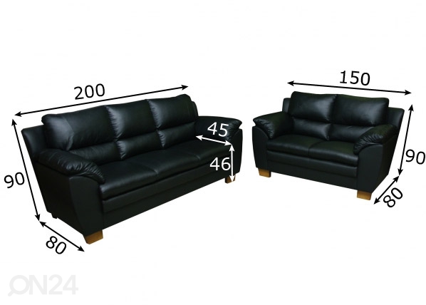 Комплект кожаных диванов 3+2 размеры
