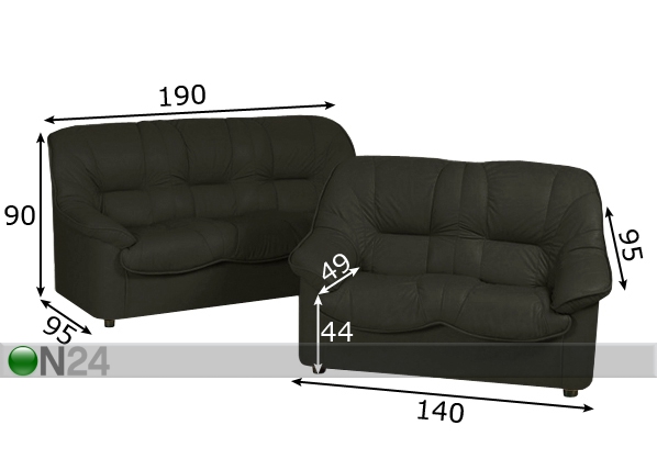 Комплект кожаных диванов Boston 3+2 размеры