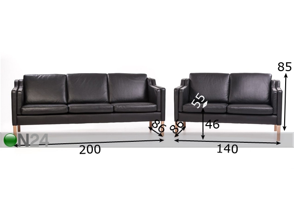 Комплект кожаных диванов Eco 3+2 размеры