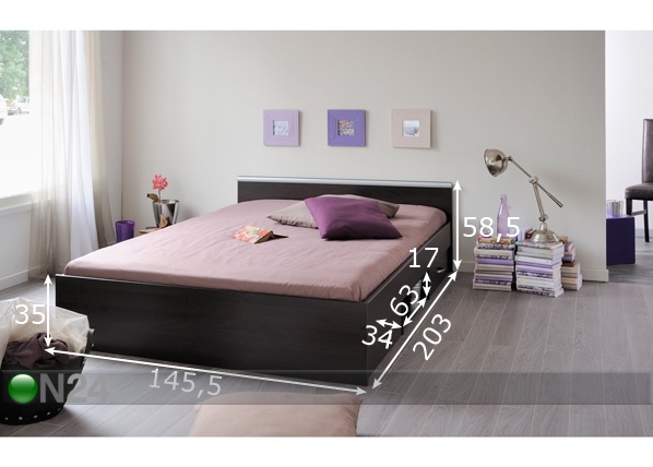 Комплект кровати Alpha 140x200 cm размеры