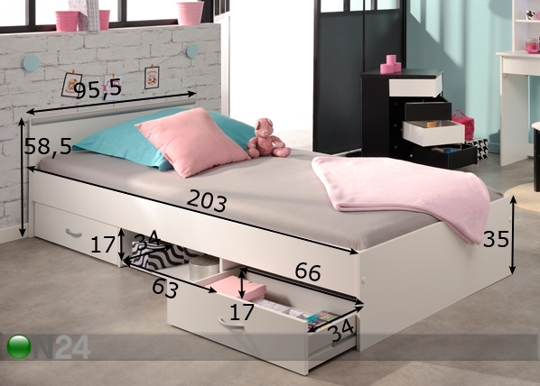 Комплект кровати Alpha 90x200 cm размеры