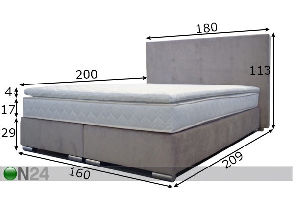 Комплект кровати Continental 160x200 cm размеры