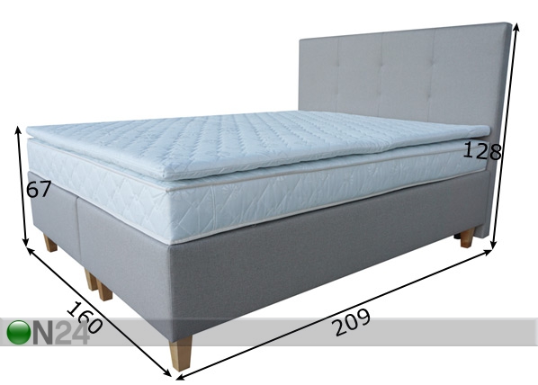 Комплект кровати Continental Bonnel + наматрасник PPU 160x200 cm размеры