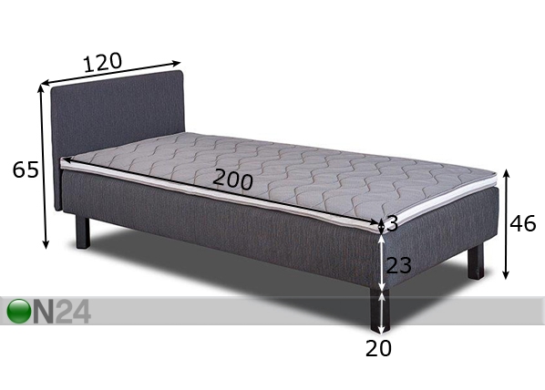 Комплект кровати Hypnos Apollo 120x200 cm размеры