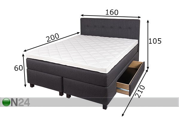 Комплект кровати Hypnos Helena 160x200 cm с ящиками размеры