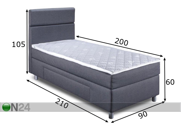 Комплект кровати Hypnos Helena 90x200 cm с ящиком размеры
