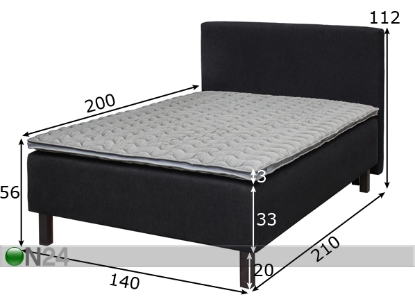 Комплект кровати Hypnos Hera 140x200 cm размеры
