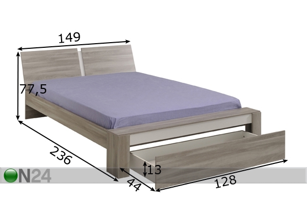 Комплект кровати Mallow 140x200 cm размеры