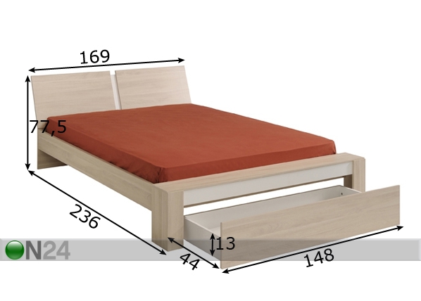 Комплект кровати Mallow 160x200 cm размеры