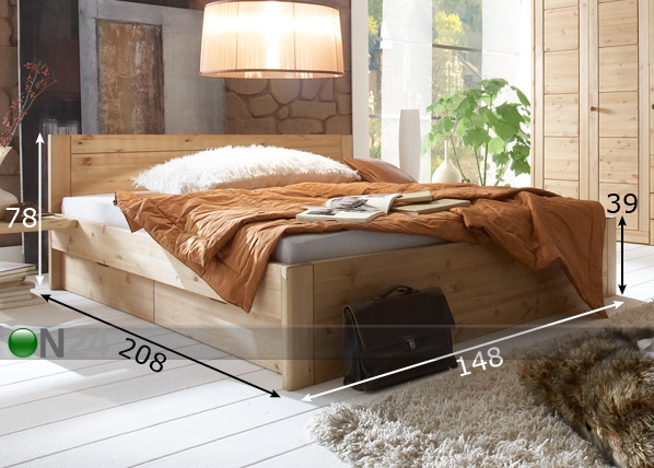 Комплект кровати Rauna 140x200 cm размеры