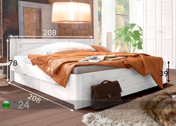 Комплект кровати Rauna 200x200 см размеры