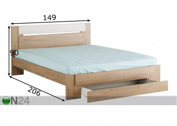 Комплект кровати Tweed 140x200 cm размеры