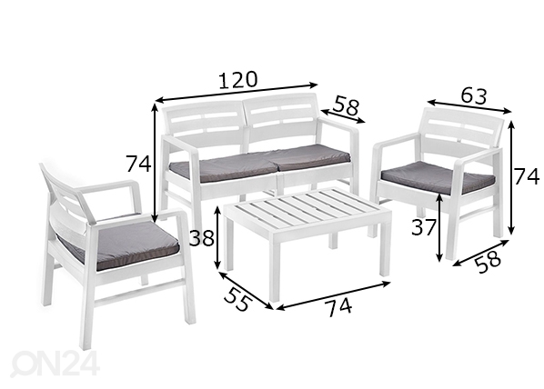 Комплект садовой мебели Java размеры